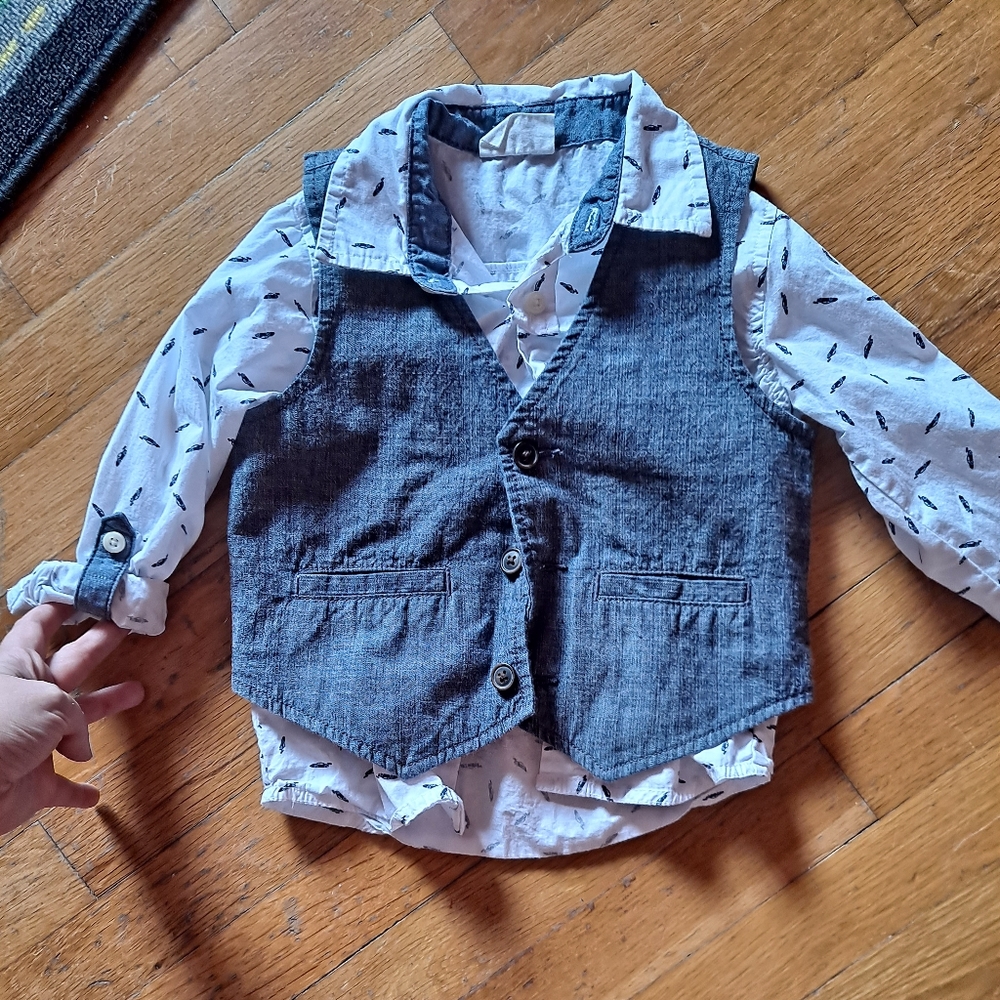 Car dress shirt with matching vest